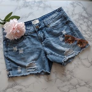 Distressed Denim Shorts